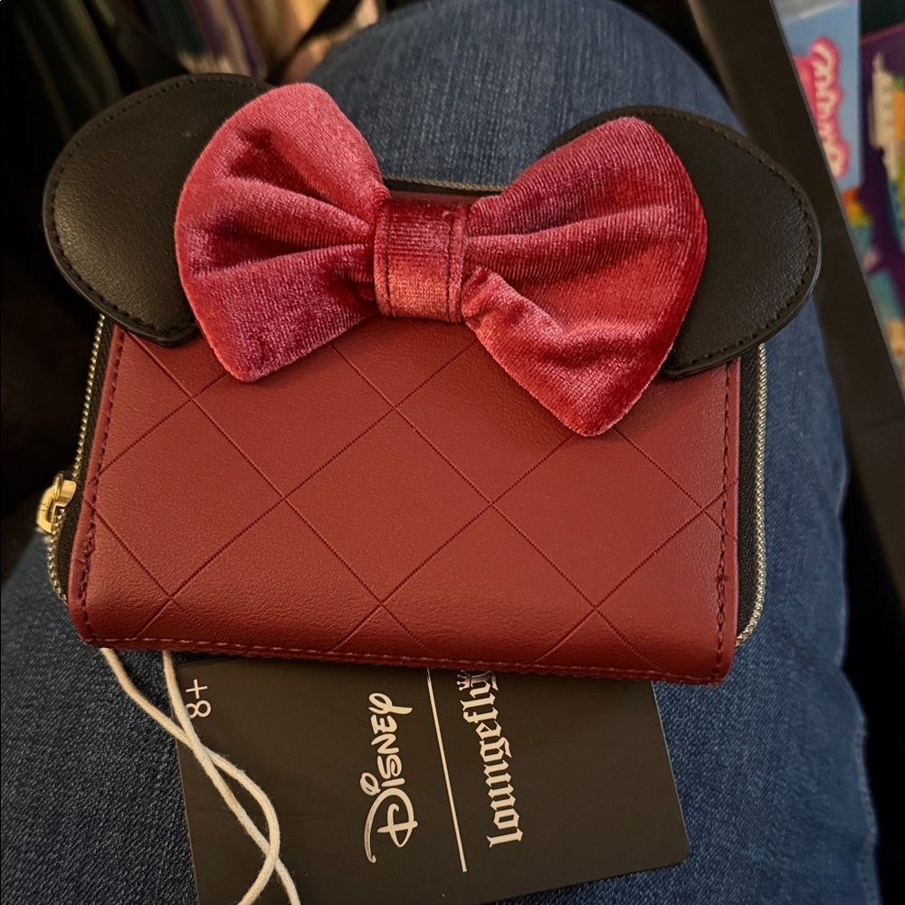 Loungefly Disney Burgundy Wallet with Velvet Bow